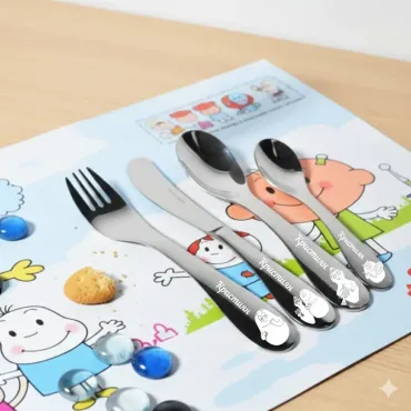 Barbapapa Personalized  Children cutlery set engraved with CUSTOM Name and Cartoon  