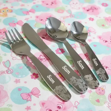  Skye and Everest Personalized Children cutlery set engraved with CUSTOM Name and Cartoon