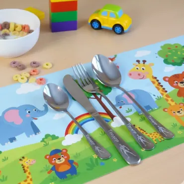 Spider Personalized Children cutlery set engraved with CUSTOM Name and Cartoon 