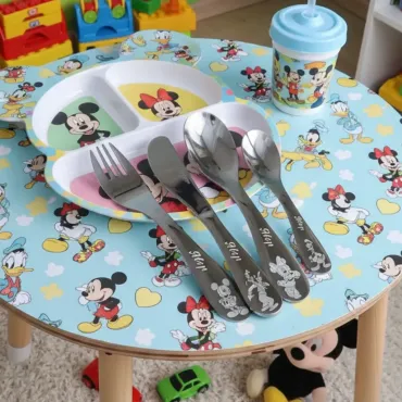 Mickey and friends Personalized  Children cutlery set engraved with CUSTOM Name and Cartoon 