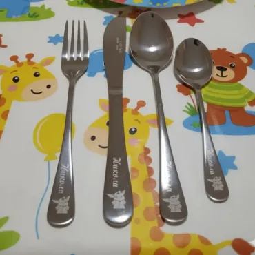 Baby Yoda Personalized  Children cutlery set engraved with CUSTOM Name and Cartoon 